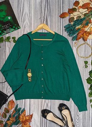 Зелений тонкий кардиган із віскози великого розміру m&s collection #4829