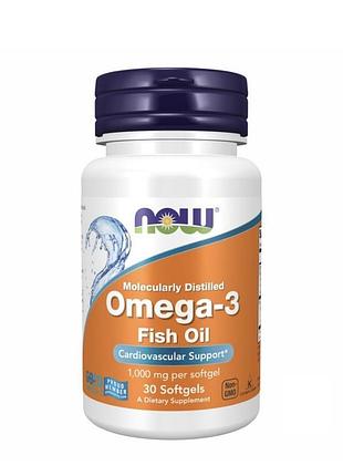 Omega-3 now foods, риб’ячий жир з омега-3, 1000 мг, 30 капсул 180епк/120дгк