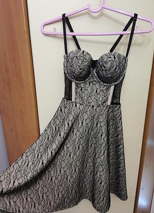 Корсетное коктельное праздничное платье с чашками asos, xs-s