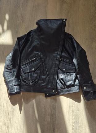 Куртка жіноча zara косуха чорна екошкіра