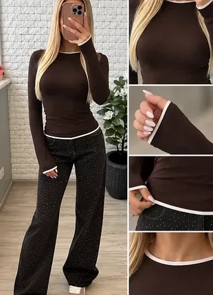 Стильный коричневый лонг с длинным рукавом