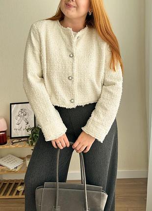 Твіжовий  молочний жакет h&m