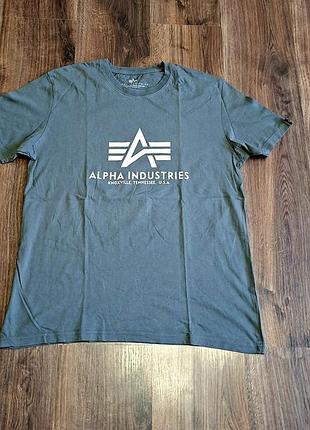 Мужская уникальная футболка alpha industries с большим лого оригинал
