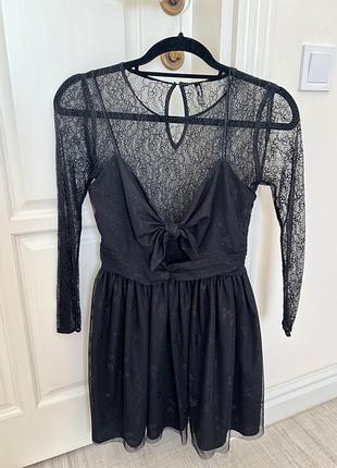 Коротка сукня жіноча zara чорна мереживна xs