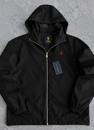 Куртка polo ralph lauren черная, ветровка polo на осень для мужчин, куртка поло ральф лорен демисезонная черная l