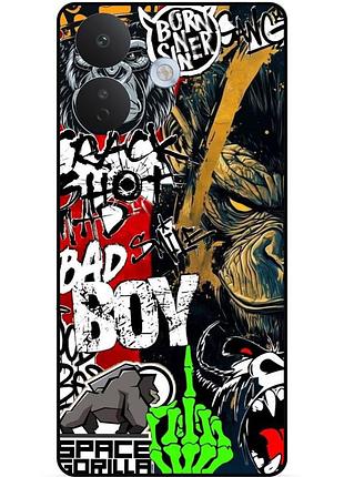 Чехол силиконовый бампер для xiaomi redmi note 17 pro с рисунком bad boy gorilla