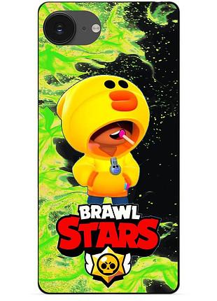 Чехол силиконовый бампер для iphone 16e с героем бравл леон утка brawl