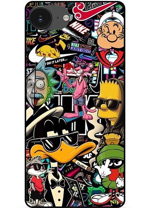 Чехол силиконовый бампер для iphone 17e daffy duck bart simpson