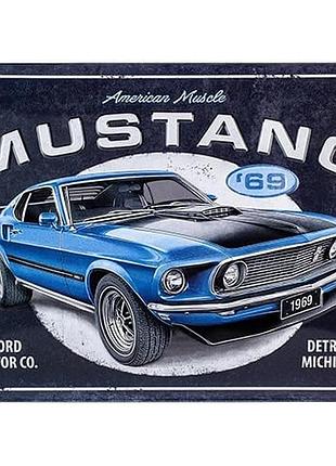 Плакат 30x40 ford mustang 1969 года blu nostalgic-art (23321)