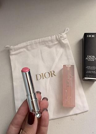 Бальзам для губ dior addict lip glow 001 pink + фирменный мешочек dior