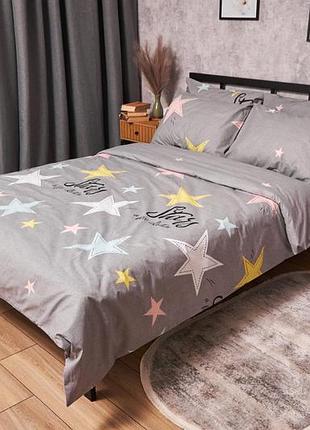 Комплект постельного белья moon&star бязь gold люкс gray stars детский 110х140 наволочки 2х40х40