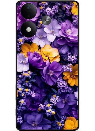 Силіконовий чохол бампер для xiaomi redmi note 17 з малюнком квіти фіолетові
