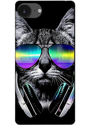 Чохол силіконовий бампер для iphone 16e з малюнком музичний кіт