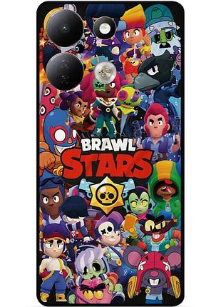 Силиконовый чехол бампер для xiaomi redmi 17 с рисунком бравл силовая лига нокаут brawl леон ворон