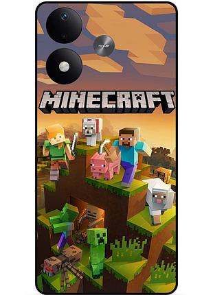 Чехол силиконовый бампер для xiaomi redmi note 17 с рисунком minecraft майнкрафт