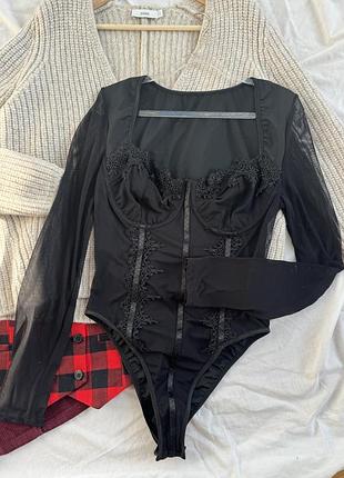 Боді з мереживом shein