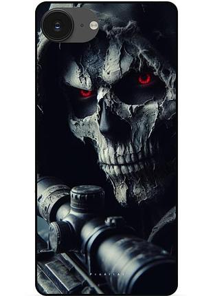 Чехол силиконовый бампер для iphone 16e с рисунком скелет череп