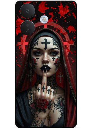 Силіконовий чохол бампер для xiaomi redmi note 17 pro з малюнком бунтарка монашка