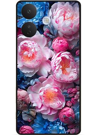 Силіконовий чохол бампер для xiaomi redmi note 17 pro з малюнком квіти піони