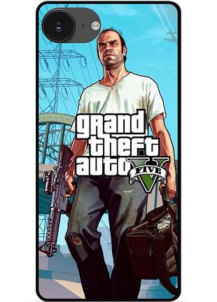 Силиконовый чехол бампер для iphone 16e с рисунком гта gta