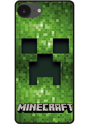 Силиконовый чехол бампер для iphone 16e с рисунком крипер minecraft майнкрафт