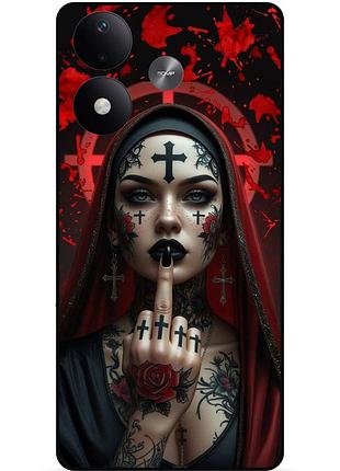Силиконовый чехол бампер для xiaomi redmi note 17 с рисунком бунтарка монашка