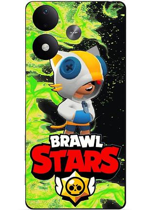Силіконовий бампер чохол для xiaomi redmi note 17 з героєм бравл леон кіт brawl