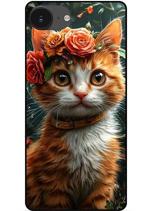 Чохол силіконовий бампер для iphone 16e з малюнком кошеня