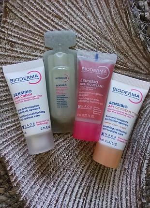 🌺набор 4шт. миниатюр bioderma sensibio ar+ (биодерма вискобио) для чувствительной кожи, склонной к покраснениям, куперозу, розацеа