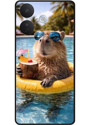 Силиконовый бампер чехол для xiaomi redmi note 17 pro с рисунком капибара