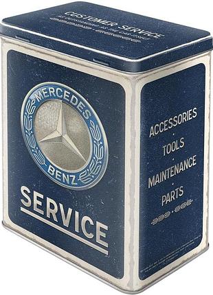 Жестяная коробка размера l mercedes-benz - service emblem blue nostalgic-art (30166)