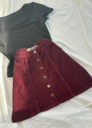 Вельветова спідниця на ґудзиках denim co