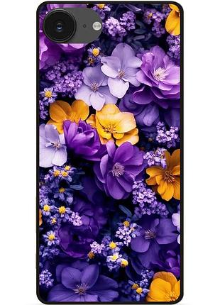 Силіконовий чохол бампер для iphone 16e з малюнком квіти фіолетові