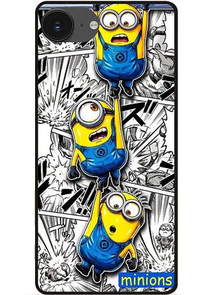 Силиконовый бампер чехол для iphone 17e с рисунком миньон minions