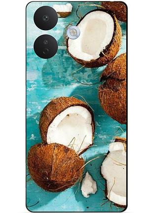 Чехол силиконовый бампер для xiaomi redmi note 17 pro с рисунком кокосы