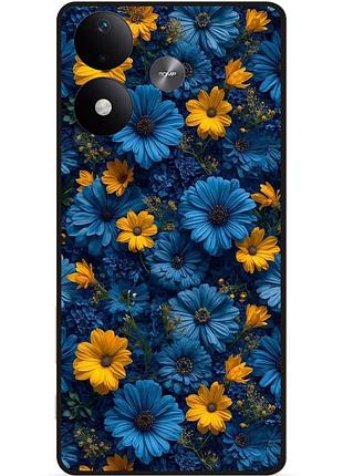 Силиконовый чехол бампер для xiaomi redmi note 17 с рисунком цветы астры герберы