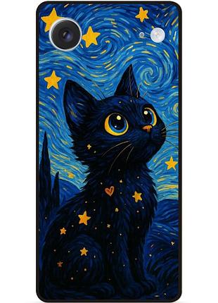 Силіконовий бампер чохол для iphone 17 air з малюнком котик ван гог зіркова ніч