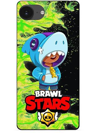 Чехол силиконовый бампер для iphone 16e с героем бравл леон акула brawl