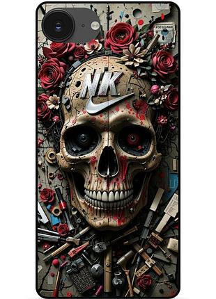 Чехол силиконовый бампер для iphone 17e с рисунком череп скелет
