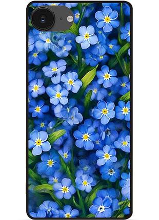 Силіконовий чохол бампер для iphone 16e з малюнком квіти незабудки