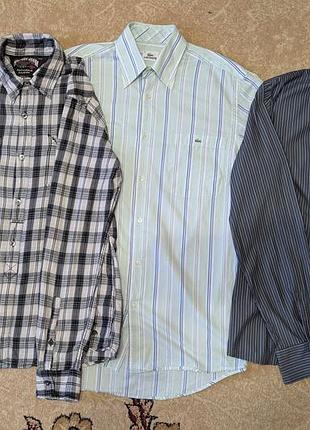 Чоловічі сорочки з довгим рукавом lacoste, tommy hilfiger, calvin klein, розмір s/m
