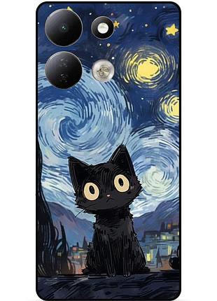 Силиконовый бампер чехол для xiaomi redmi 17 с рисунком котик ван гог звездная ночь