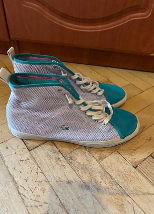 Кеди lacoste високі бірюзові 40.5