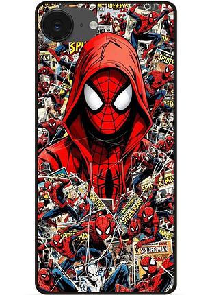 Силиконовый бампер чехол для iphone 16e с картинкой spider man человек паук майлз моралес