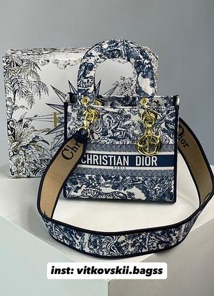 Сумочка medium lady d-lite bag blue/white💔