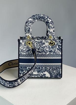 Сумочка medium lady d-lite bag blue/white💔 3