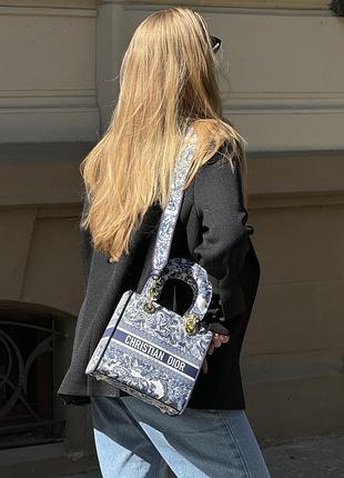 Сумочка medium lady d-lite bag blue/white💔 7