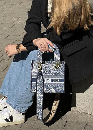 Сумочка medium lady d-lite bag blue/white💔 8