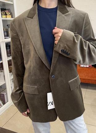 Піджак жіночий zara вельветовий хакі, розмір 52 (m/l)