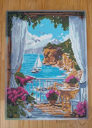 Картина алмазная мозаика готова с морским пейзажем 30×40 см.